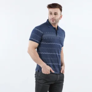 On Sale Navy Printed Polo T-shirt