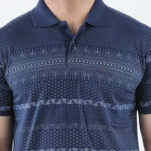 On Sale Navy Printed Polo T-shirt